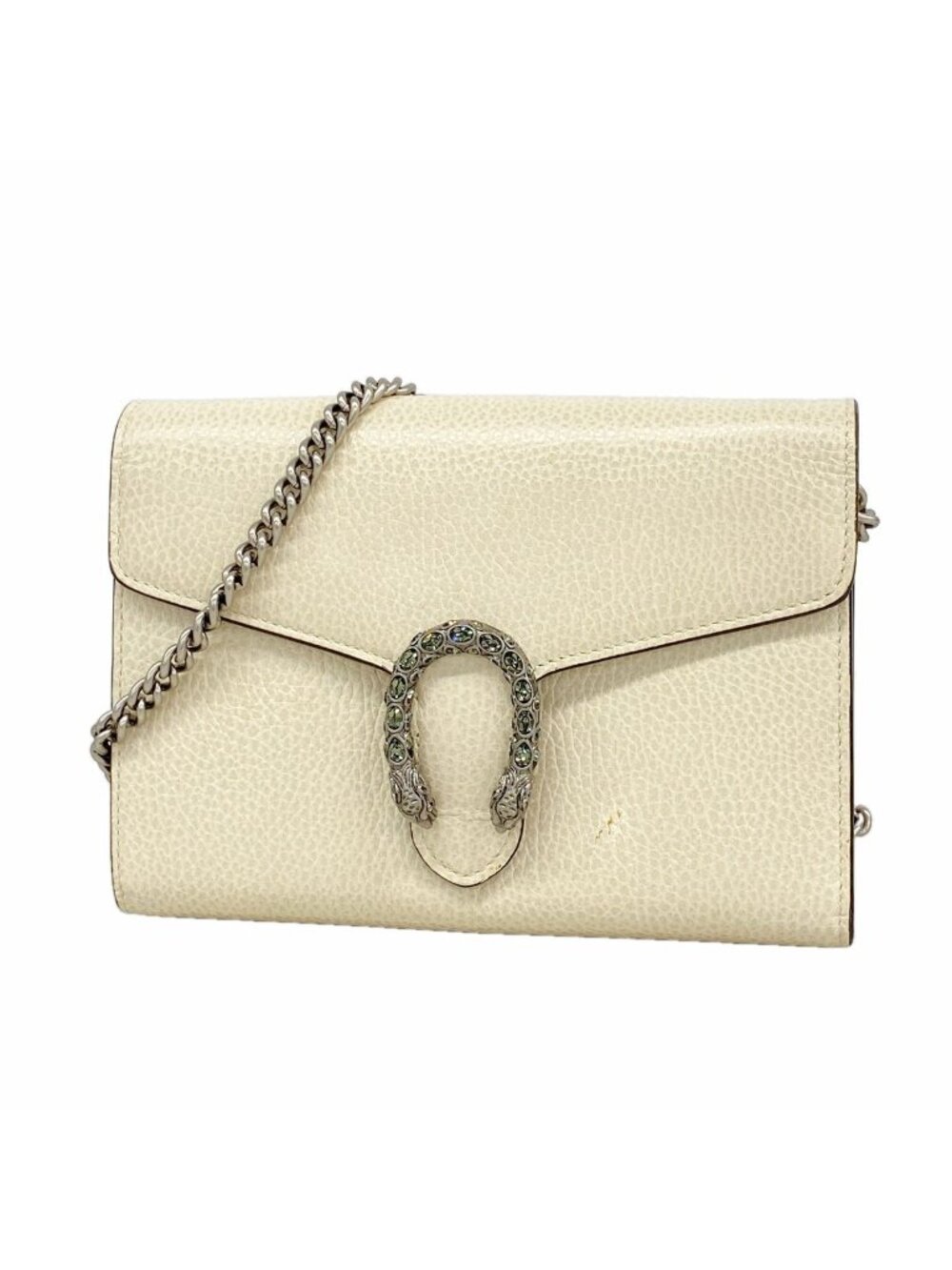 Gucci Wallet on Chain Dionysus Leather White Silver Shoulder Bag